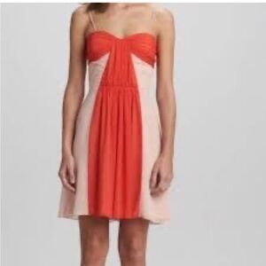 NWT Erin Fetherston Pale Pink and Orange Chiffon Mini Dress Size 6 NEW WITH TAGS